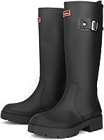 Starflare Women's Knee High Rain Boots Waterproof Wide Calf Anti-Slip Rubber Work Boots for Gardening Fishing Outdoor