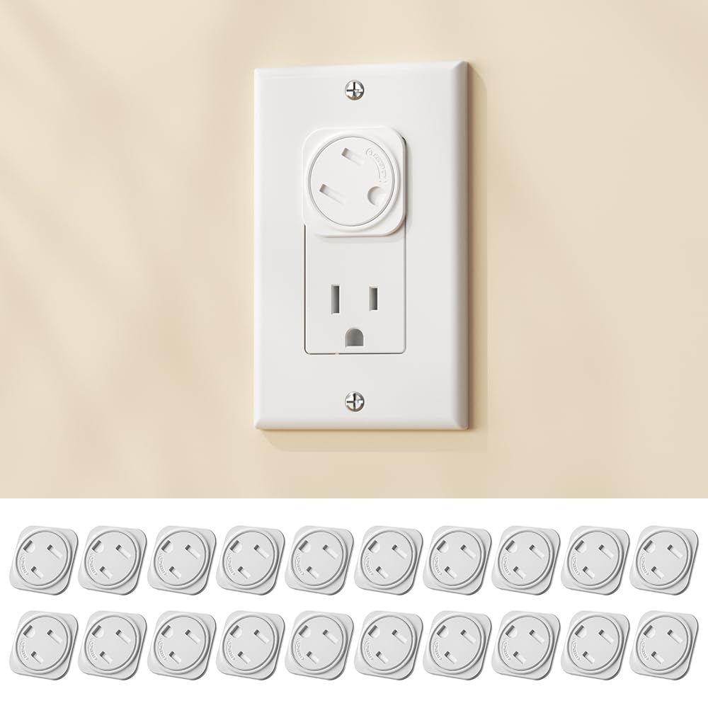 EUDEMON 20 Pack Baby Safety Plug Socket Covers, Childproof US Outlet Plug Covers, Easy to Use (White)