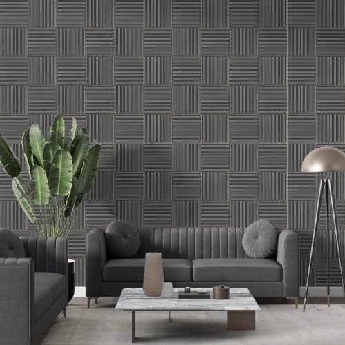 Image of PVC Self-Adhesive Wall Panels for Home Interior Decor | Set of 10 Panels | Total Coverage 10 Sq. Ft. (Metallic Grey)
