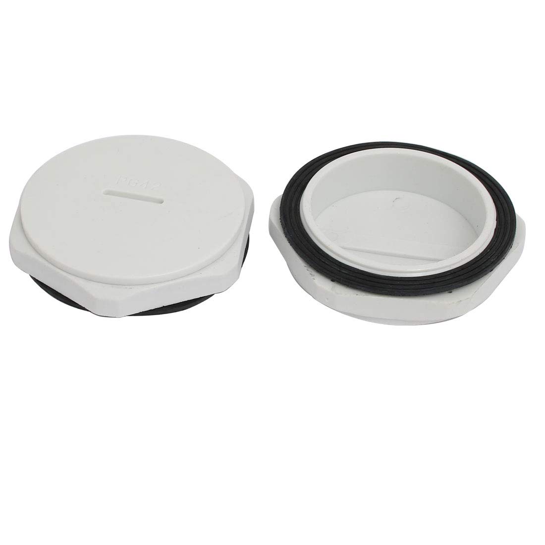 Aexit PG42 Nylon Transmission Male Threaded Cable Gland Screw End Cap Cover Gray 5pcs