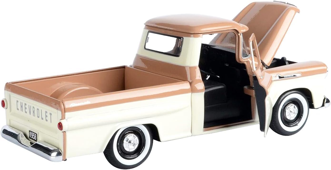 1958 Apache Fleetside Pickup Truck Brown and Beige 1/24 Diecast Model Car by Motormax 79311