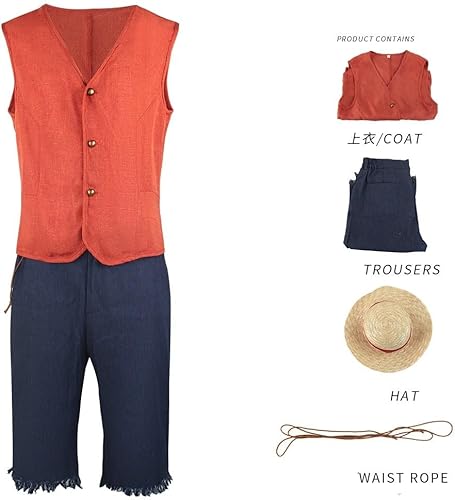 Miniatura 5 de 2023 Movie Costumes Halloween Luffy Cosplay Costume Monkey D Luffy Classic Costume with Straw Hat
