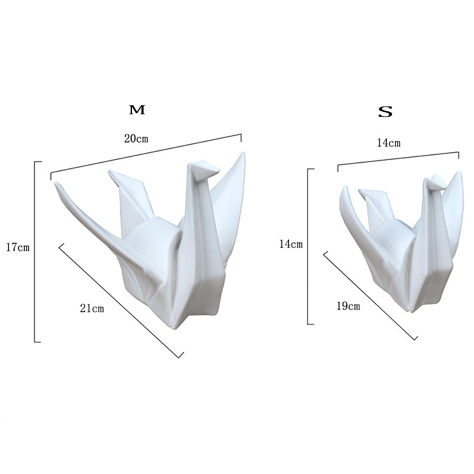 Statuetki do wystroju domu białe, S, figurka żurawia origami ceramiczna, figurka zwierzęcia artystycznego rzeźba dekoracja nowoczesne rzemiosło ozdoby do biura salon bar kawiarnia ręcznie robione(Oran