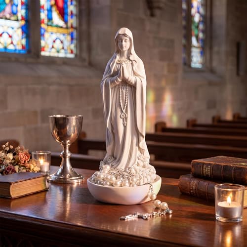 Estatua Virgen María con Rosario 7.8" H Decoración Religiosa miniatura 4