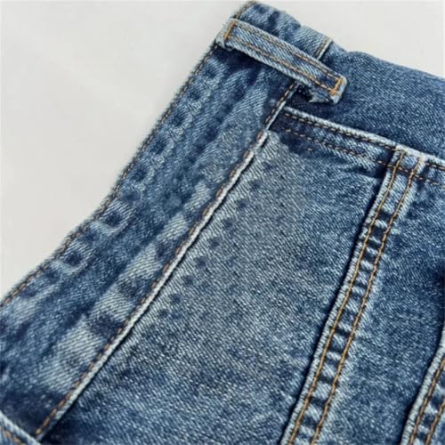 Men's High Street Wave Jeans, Punk Summer Style, Blue Denim, Undulating Straight Leg Trousers4