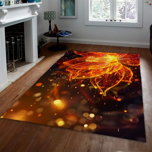 Tapis de salon moderne Lotus néon classique antidérapant pour chambre et bureau 140x200