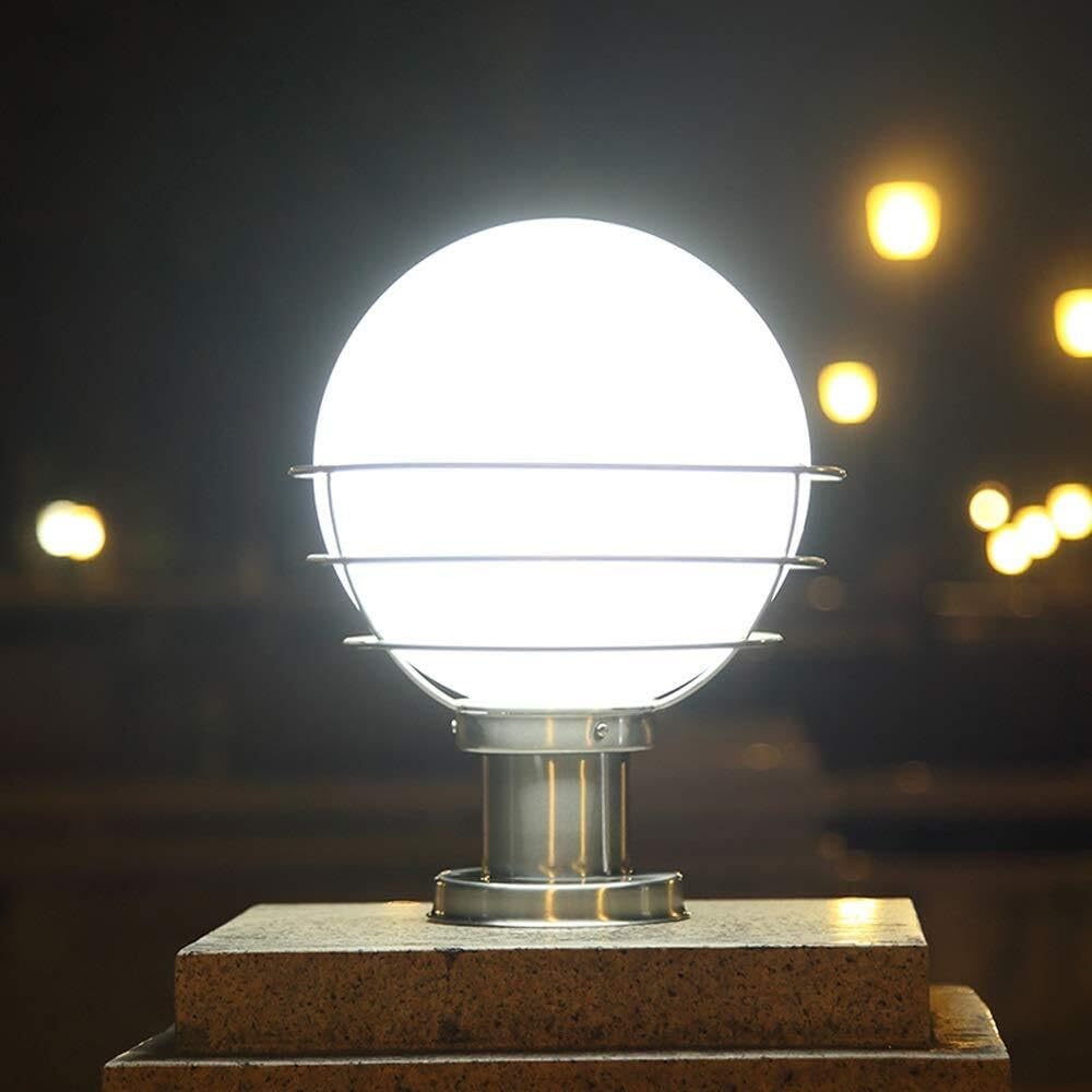Lampa Słupki Kula Zewnętrzna Kolumna Świetlna Wodoodporna Lampa Słupowa Nowoczesna Okrągła Stal Nierdzewna Akrylowe Oświetlenie Krajobrazowe Zewnątrz i Drogę(30cm)