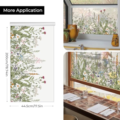 ADD.HERES Stained Glass Window Film Window Sticker Summer Window Clings UV Blocking Static Cling for Home Kitchen Office Bathroom,Wildflower Dreams 44x200cm - Cosy Home Interiors ADD.HERES Stained Glass Window Film Window Sticker Summer Window Clings UV Blocking Static Cling for Home Kitchen Office Bathroom,Wildflower Dreams 44x200cm - Image 5
