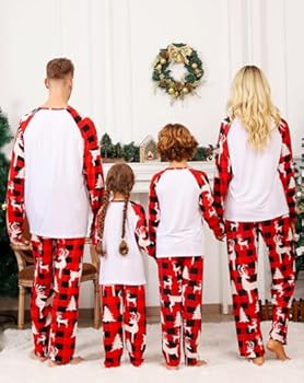 Kerstpyjama voor het hele gezin, kerstpyjama, set met lange mouwen, tweedelige outfit, heren, dames, kinderen, fun-nachtkleding, kerstmotief, huispak, Rood-kind, 4-5 Jaar