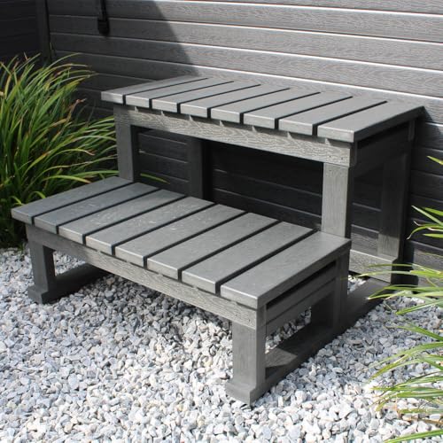 Home Deluxe - Outdoor Whirlpool - Stream Big Plus Treppe und Thermoabdeckung - Maße: 208 x 208 x 88 cm - Inkl. Heizung, 34 Massagedüsen und 4 äußeren Lichtquellen I Außen Whirlpool Spa für 5 Personen – Bild 6