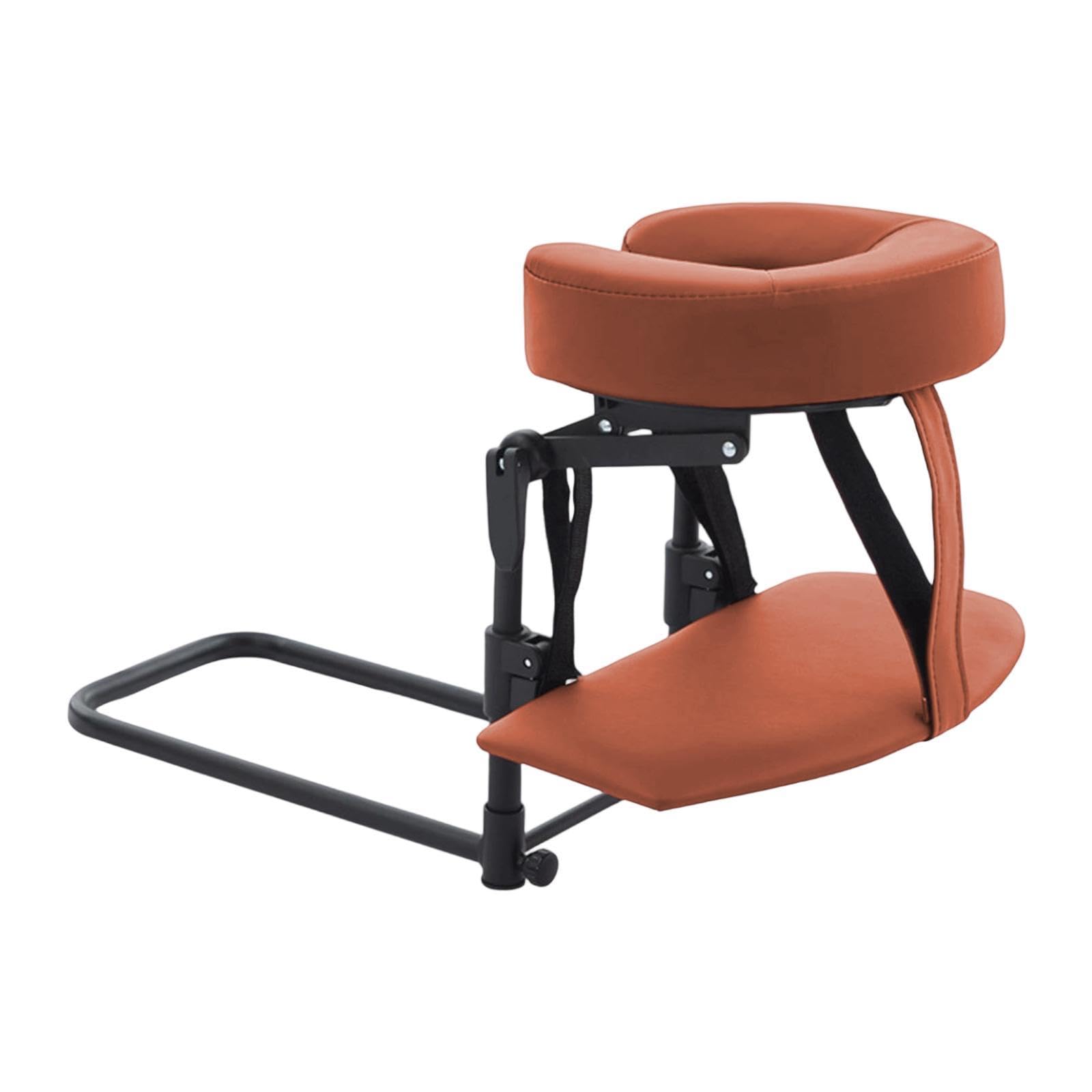 Oreiller de Massage Facial pour Lit, Appuie-Tête Ergonomique et Réglable avec Support pour Mains, en Mousse PU et Alliage, Kit de Soin pour SPA à Domicile/Institut de Beauté, Rouge Marron