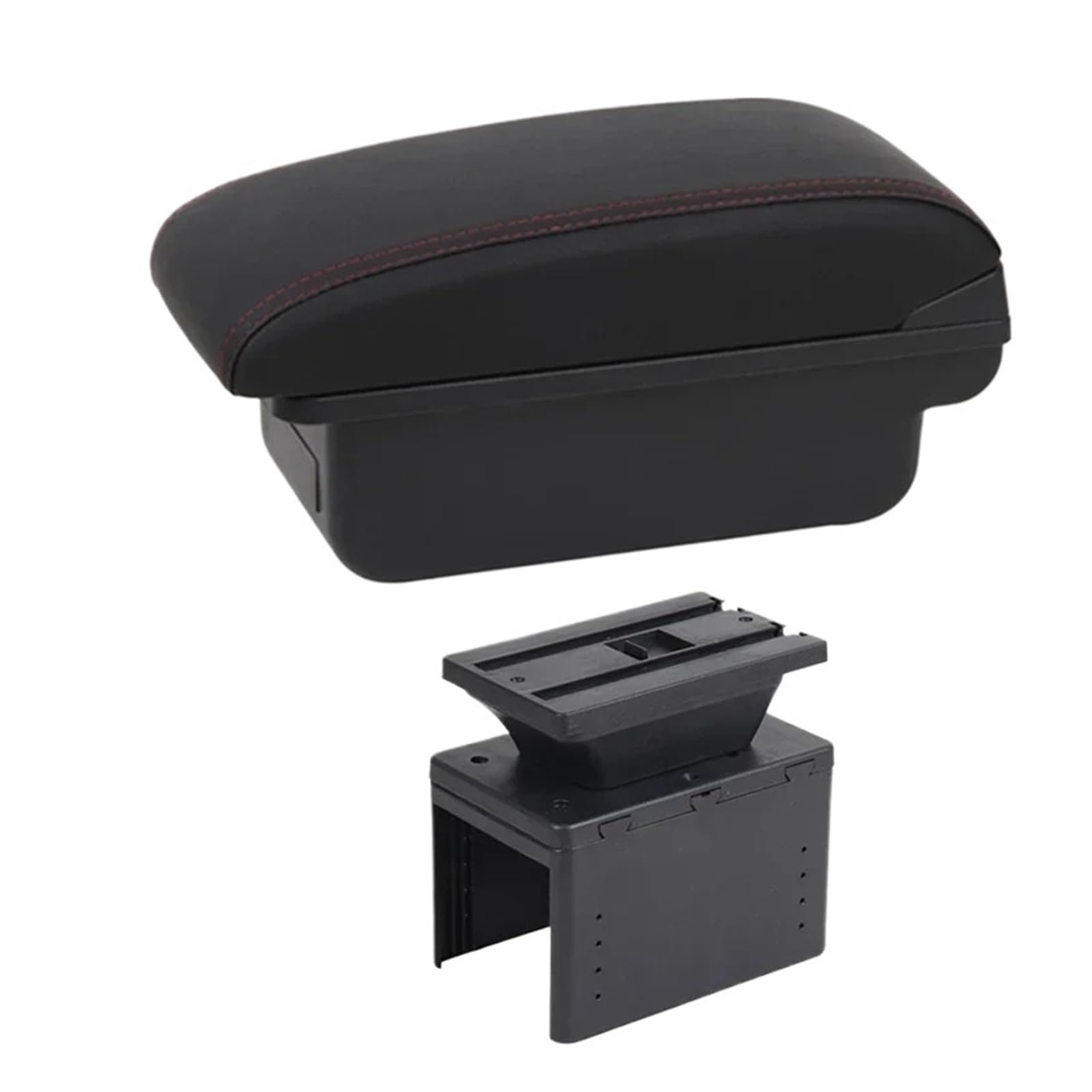Ggwqoops Car Armrests For Citroen For C3 Armrest Center Storage Box Leather Arm Rest Console USB Led Armrest Box(B1 Red Line)
