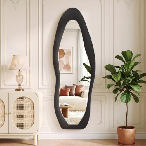Image of Koonmi Full Length Mirror 63 inchx24 inch, Irregular Flannel Floor Mirrors