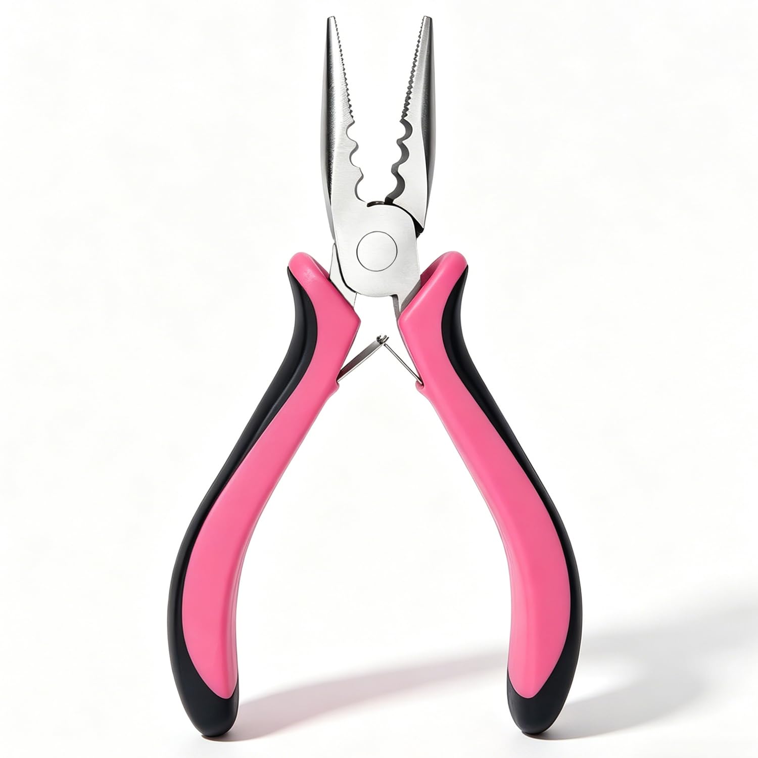 Hair Extensions Pliers, 3-Hole Professional Mini Hair Extension Tool for Installation and Removal, Suitable for Micro and Nano Rings, Feather Extensions, Hair Extension Pliers for Beads（Pink）