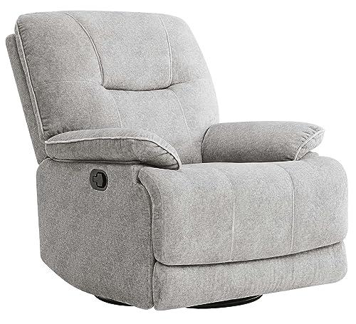 Image of CHITA Manual Swivel Glider Rocker Recliner, Overstuffed Recliner Chair for Living Room and Nursery, Faux Fur-Light Grey