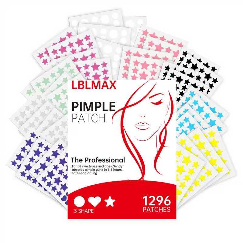 Pimple Patches for Face 1296 Count 3 shapes Round Star and heart Shapes Hydrocolloid Spot Dots with Salicylic