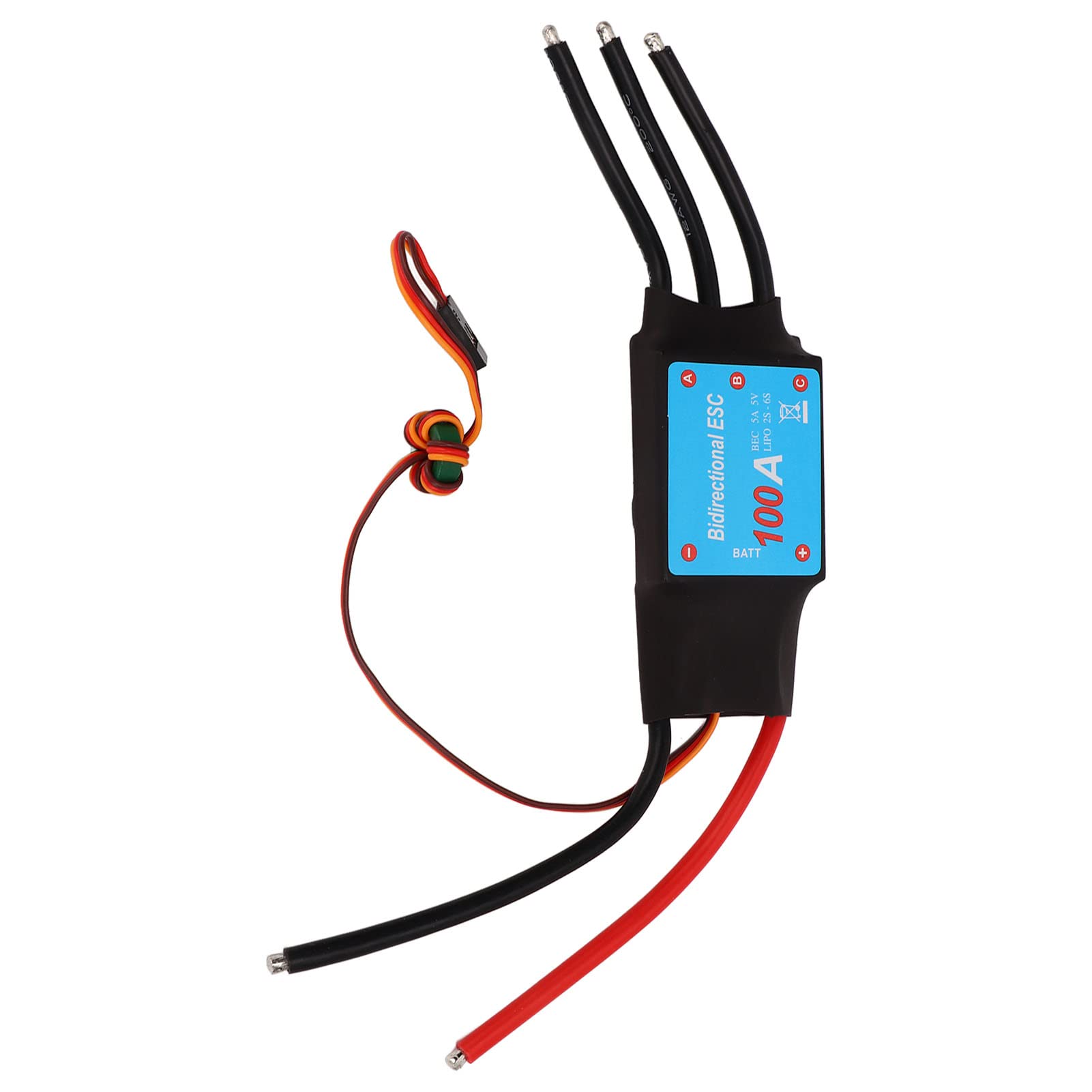 RC Boat 100A ESC bezszczotkowa czarna edycja z wyjściem 5 V 5 A BEC i funkcją automatycznego uczenia się do precyzyjnej kontroli łodzi RC, w tym wydajność śmigieł podwodnych