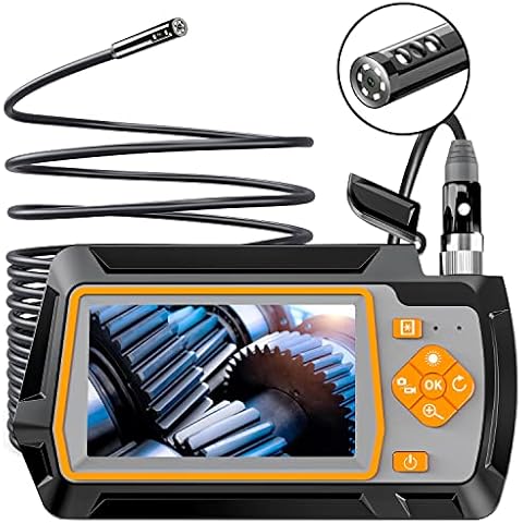 DDENDOCAM Dual Lens Endoscope Inspection Camera with Light, 5.5mm 1080P HD Digital Borescope IP67 Waterproof Snake Camera with 4.3" IPS Screen, Semi-Rigid Cable, 32G Card (5M) Cover