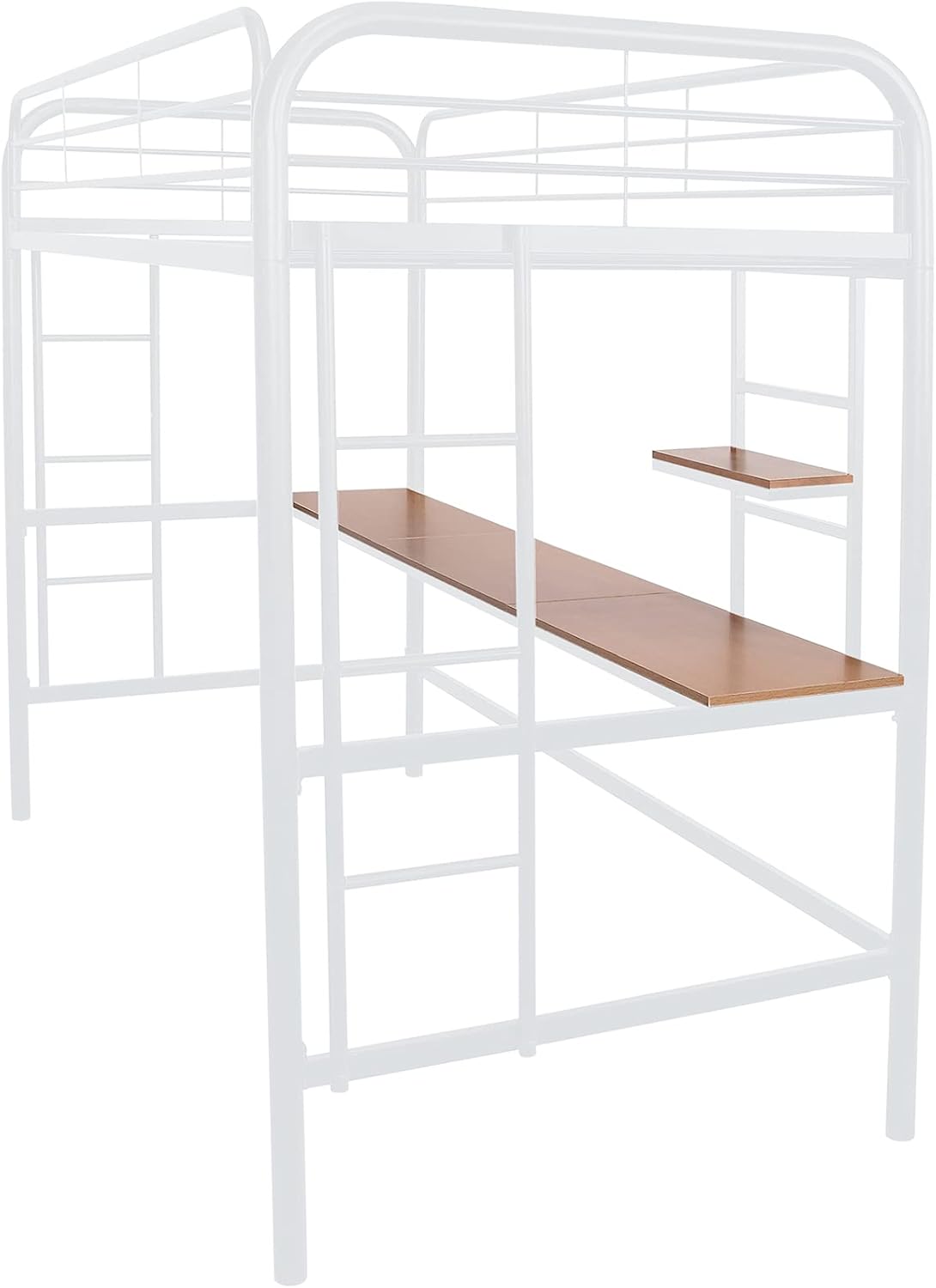 Harper & Bright Designs Twin Loft Beds Metal Bed Frame Loft Bed with Desk and Shelve, Twin Size Loft Bed for Dorm, Boys & Girls Teens Kids, White