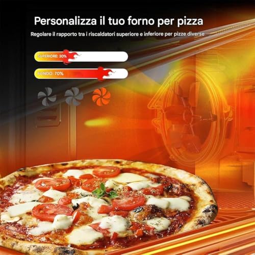 Bakaji Forno Fornetto Elettrico Ventilato Capacità 70 litri Potenza 2500W Temperatura Regolabile fino 250° 2 Ventilazioni Elenti Riscaldanti Acciaio Luce Interna Funzione Timer (70 Litri) - 6