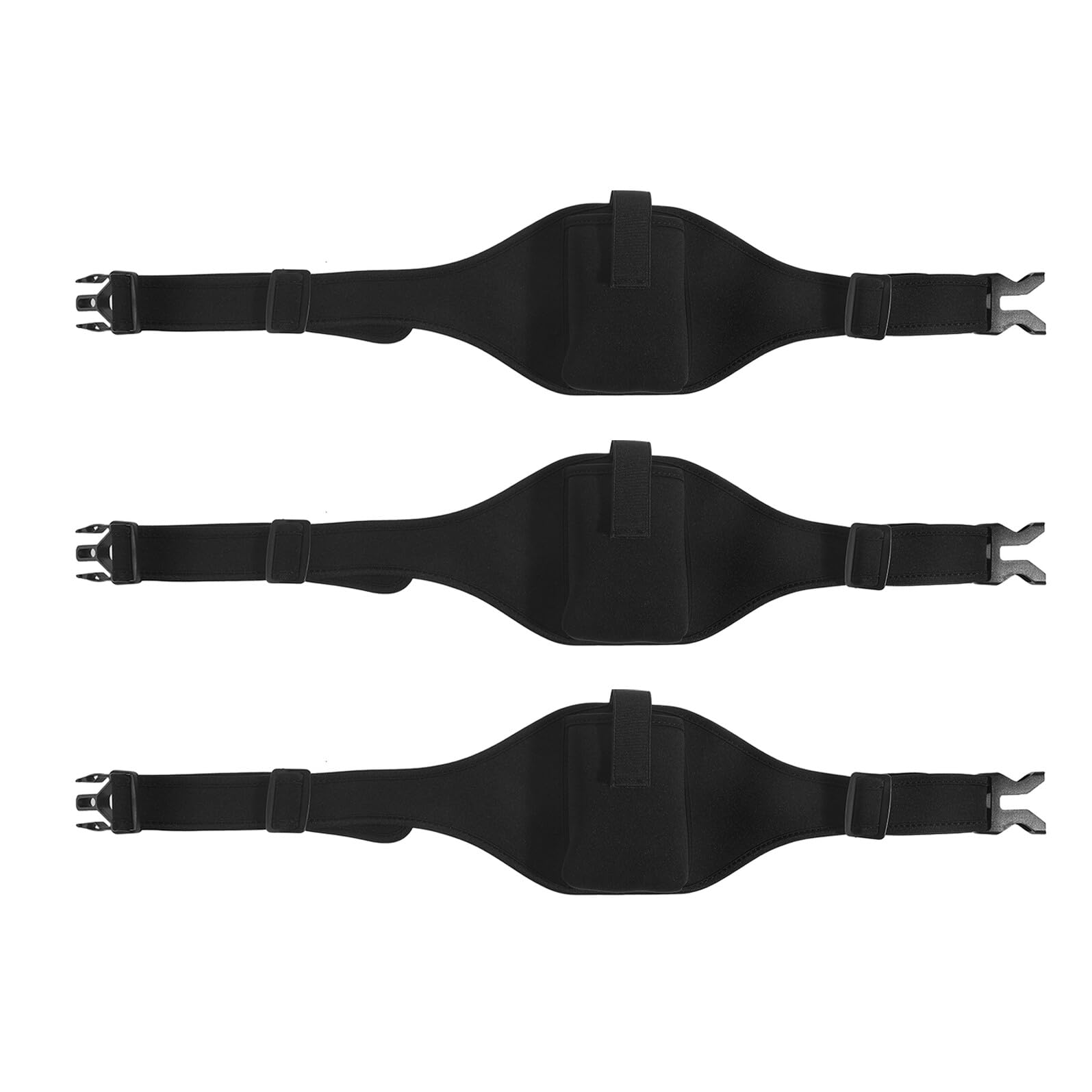 3 Stück Sportliche Bauchtaschen mit Handyfach Verstellbarer Laufgürtel Elastisch für Laufen Wandern Fitnessstudio Schwarz