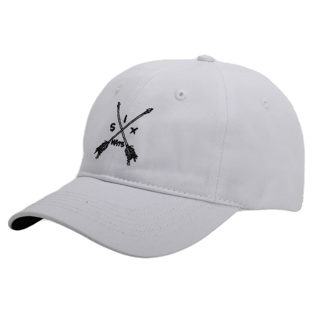 SixHats White & Black Arrow Dad Hat | One Size Fits All | Adjustable | Dad Hats for a Cause, White & Black, X-Small-Medium