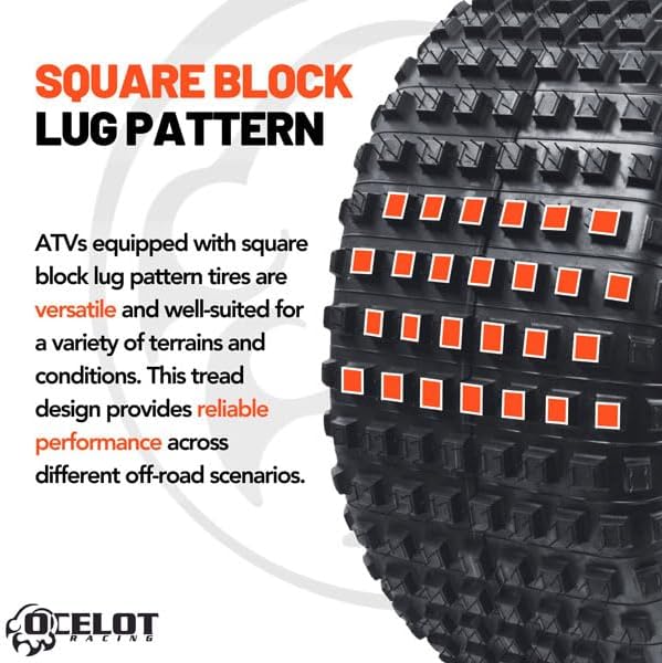 Ocelot P318 ATV/UTV Tire – 25x12-9, 4-Ply Rated Quad Sport Tire, Tubeless – Non-Directional 10.5mm Tread Depth for Superior Traction – Self-Cleaning Tread for Loose Terrain