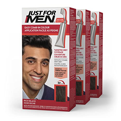 JUST FOR MEN Easy Comb-In Color, No-Mix, Rich Black A-65 (1 Pack)