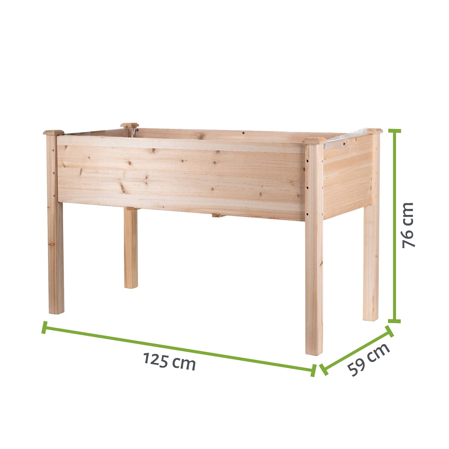 empasa Hochbeet 'Raise 1 XL' aus Holz Gemüsebeet inkl. wasserdichter Folie, Pflanzenkasten für Gemüse und Kräuter im Garten, auf Terrasse oder Balkon, Füllvolumen ca. 140 Liter