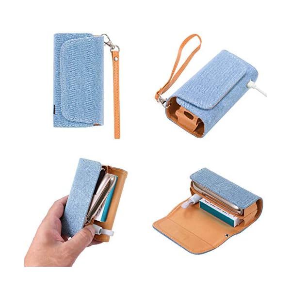 ZITFRI E Zigarette Tasche für IQOS3 / IQOS3 Duo, Hülle aus Leinen und PU-Leder - Organizer für IQOSZubehör, Tasche für E… – Bild 7