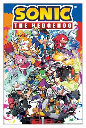 Trends International Sonic the Hedgehog (1991): Modern - Comic Cover #16B Wall Poster, 22.4L x 14.7W, White Framed Version