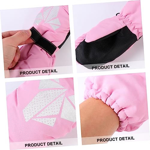 KOMBIUDA 1 Par De Luvas De Esqui Infantis Rosa À Prova De Água Equipamento De Esqui Clamshell