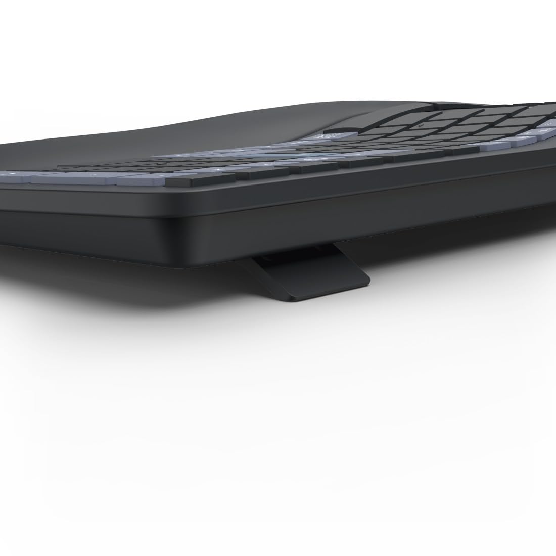 Hama ergonomische Tastatur kabellos, Multi-Device 1x Funk, 2X Bluetooth | Keyboard schwarz, geschwungene Form, geteiltes Tastenfeld, anpassbarer Tippwinkel, Handballenauflage, QWERTZ DE