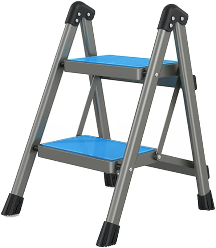 Stepladders 2 Step Ladder Folding Metal Ladder Portable Slim Step Stool with Anti-Slip Wide Pedal X Type Safety Stepladders for Home Folding Stepladder (Ladder a)