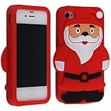 Cute Santa Claus Christmas Soft Silicone Case for Apple iPhone 4/4s (Red)