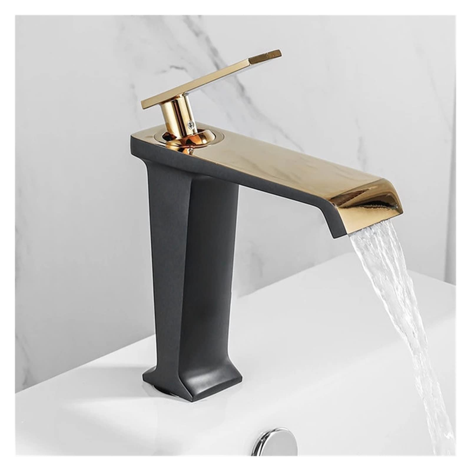 Robinet de lavabo noir et or mitigeur eau chaude et froide pour salle de bains vintage