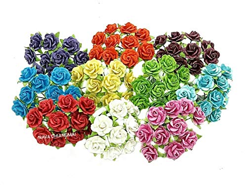 Nava Chiangmai Flowers Mixed Mulberry Paper Flowers Handmade Craft Project Cardmaking Floral Valentine (Mixed Color) #TOP5