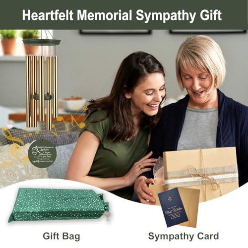 Image of Personalized Memorial Wind Chimes for Outside, Sympathy Gifts Wind Chime for Loss of Loved One, Beautiful Decor with Deep Tone, Ideal for Funeral, Remembrance & Bereavement, Produced in Texas