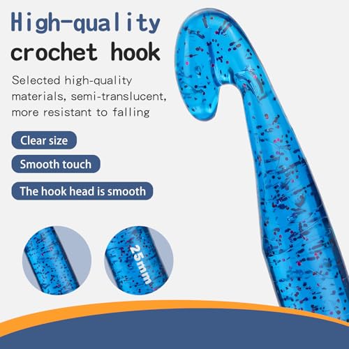 Image of 25 mm Crochet Hook, Large Crochet Hooks for Chunky Yarn Ergonomic Knitting Needles Crochet Needle for Beginners and Crocheting Yarn (Blue)