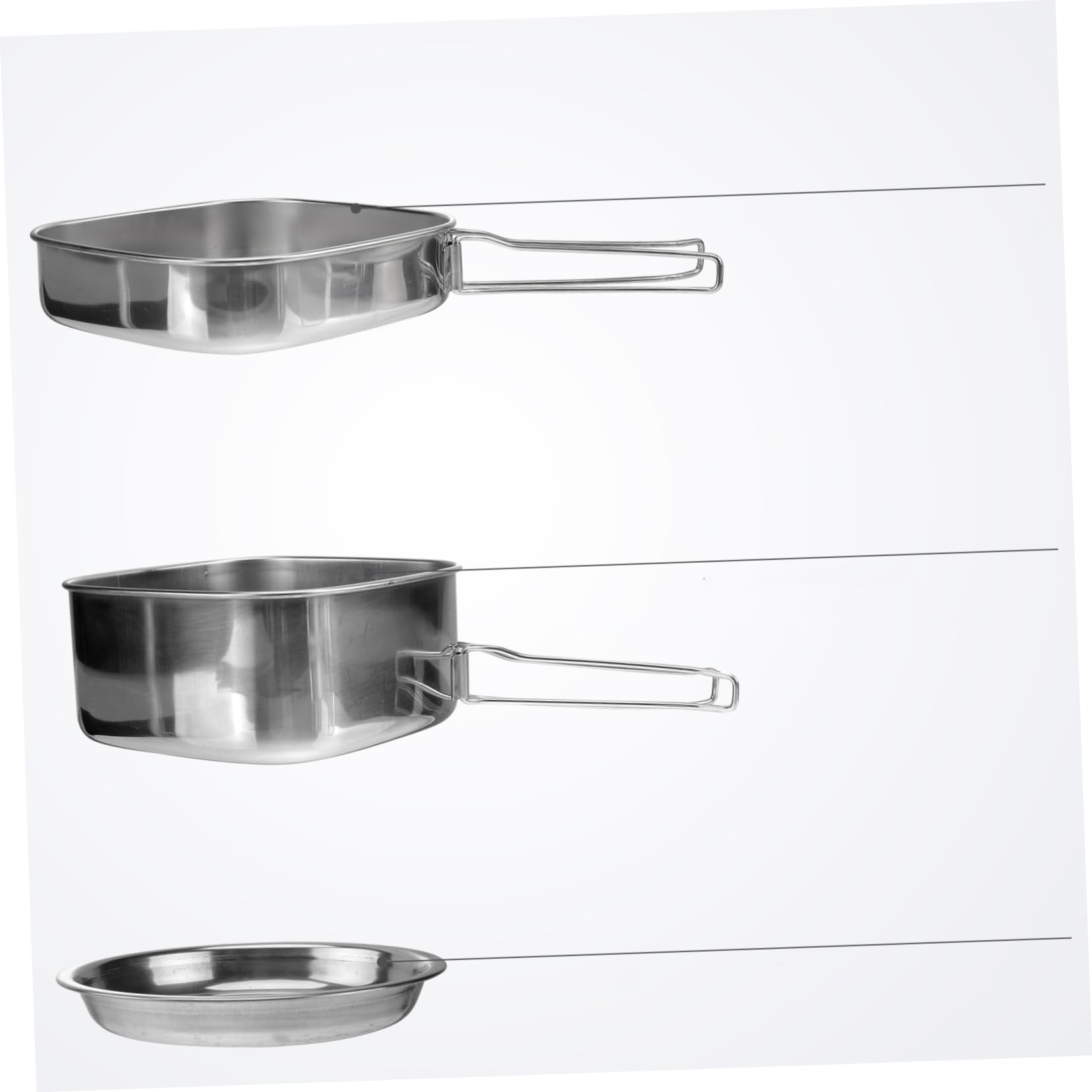 TOPBATHY Ensemble de Vaisselle de Camping 6 Pièces en Acier Inoxydable Léger Poêle Pliable et Poignées pour 3-4 Personnes Randonnée et Barbecue