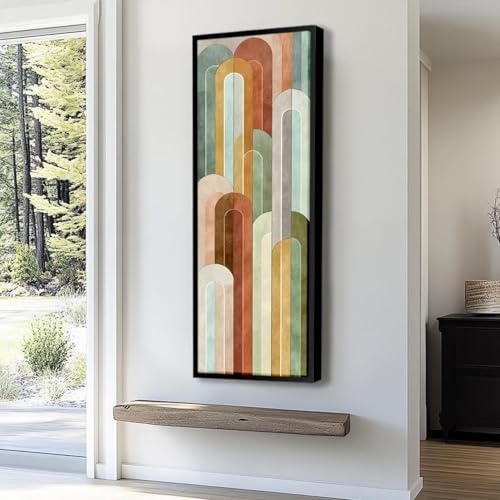 Tableau mural géométrique coloré toile 65x195cm format vertical
