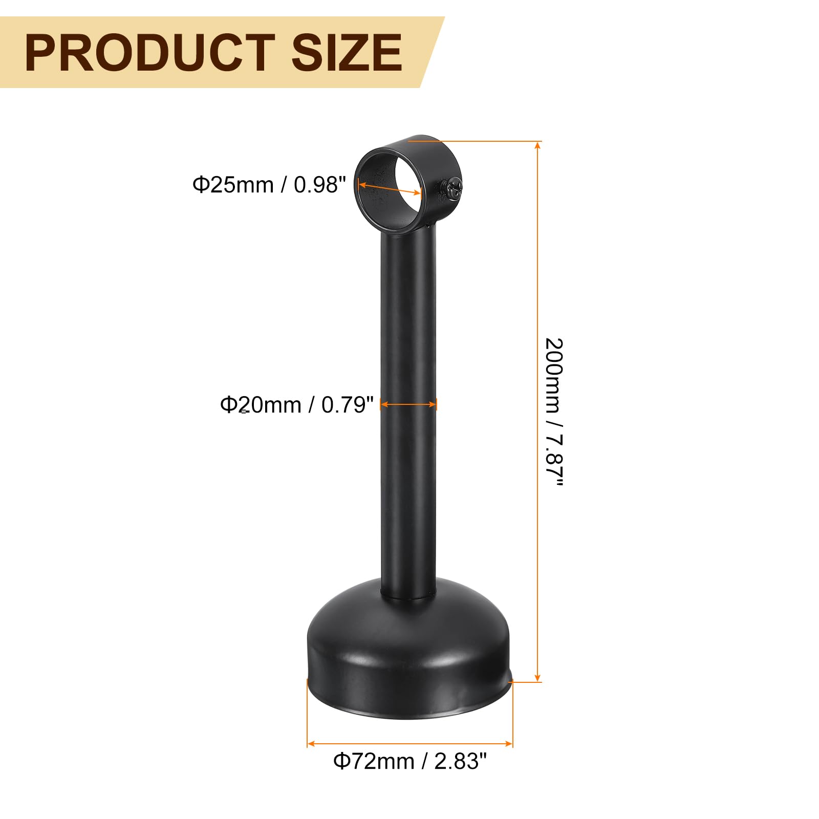 QUARKZMAN 4 Set Support Tringle Fixer Au Plafond, pour Tringle 25mm/0.98" Longueur 200mm/7.87" Crochets Acier Inoxydable pour Tringle Rideau pour Murs Placard Tringle Rideau, Noir