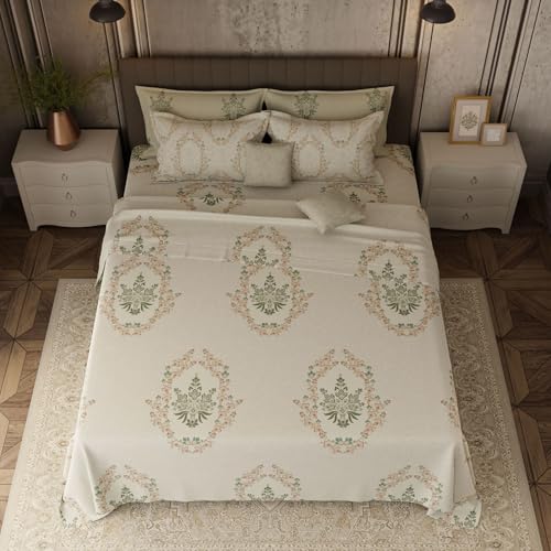 Image of BOUTIQUE LIVING Platinum Pulse Monticello 100% Cotton 800 TC Grey Ethnic Print King Bedding Set