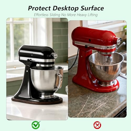 Image of Mixer Slider Mat for Kitchenaid Stand Mixer, 4.5-5 Quart Stand Mixer Kitchen Aid Accessories and Attachments, Pine Wood Appliance Slider Mat Artisan Series for Countertop Protect