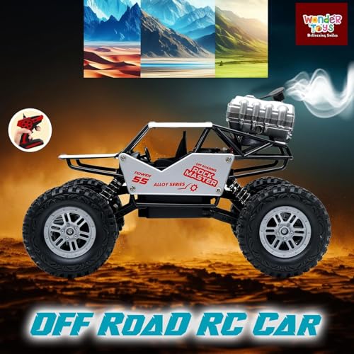Image of Royals hub Offroader 2Wd Rc Car High Speed | 5 Functions 1:18 RC Car with Smoke Fog | Styled as Rock Crawler Climbing Monster Truck | Rechargeable Remote Control Car for Kids (Multi-Color)