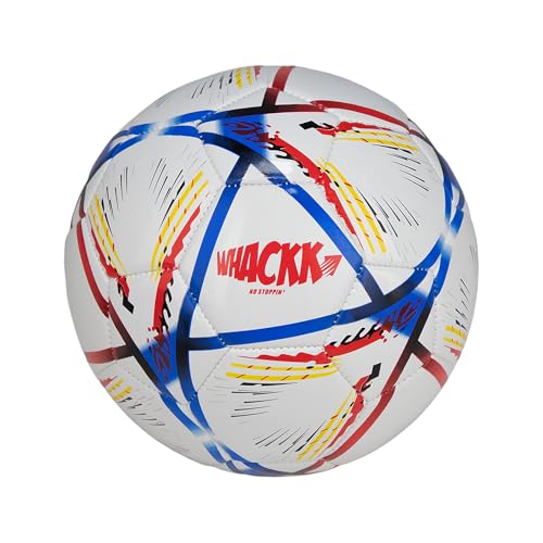 Image of WHACKK Hagi HTCL Football Navy Red Size 5 Soccerball Hand Stitched for Practice & Training - Original PVC Waterproof. 3 Layered Ideal Sports Ball for All Ages on Ground, Grass and Turf