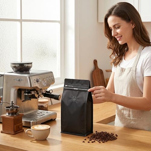 Bolsas de café en grano 2 libras con sello hermético resellable negra pack de 50 7