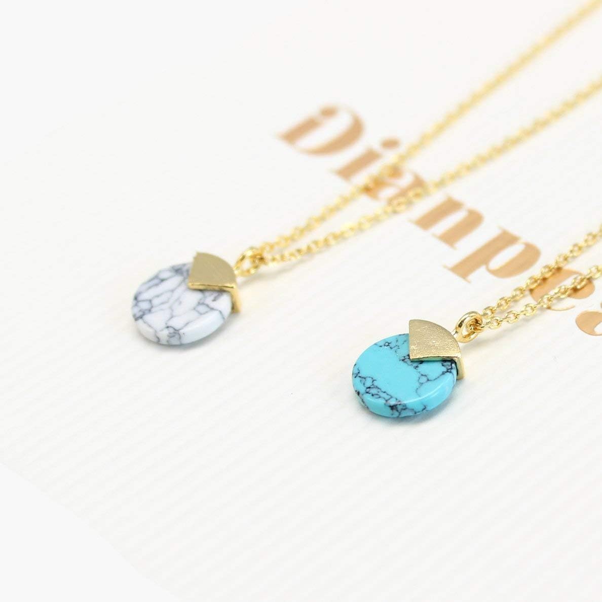 Dianpearl Best Friends Necklace for 2 Premium Howlite gemstone a gift-worthy item bff graduation gift Christmas marble necklace Frendship long distance Gifts for Women Sister Gifts Daughter Gifts
