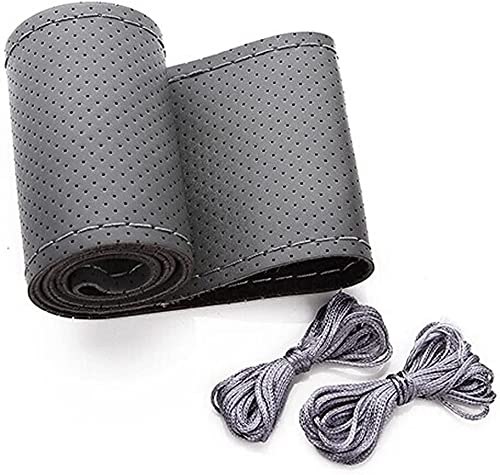 Auto Hub Leathe-rite Car Steering Wheel Cover Compatible with Nissan Sunny Car Steering Cover, (Color-Grey -Size-Small)