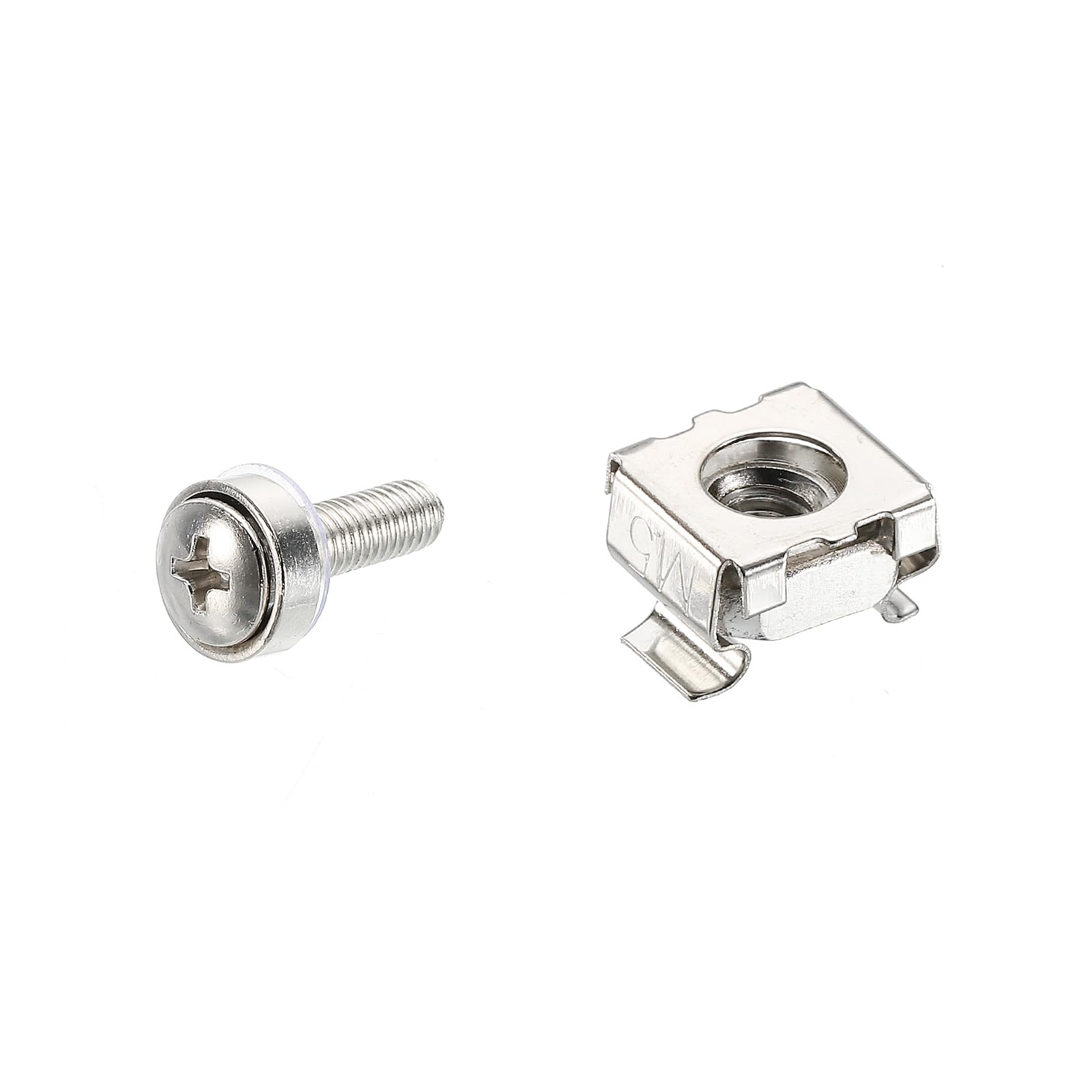 PATIKIL Rack Mount Cage Nuts M5x15mm Mounting Screws Iron Nickel Plated for Server Rack Cabinets with Washers, Silver Tone 40 Sets-image-13